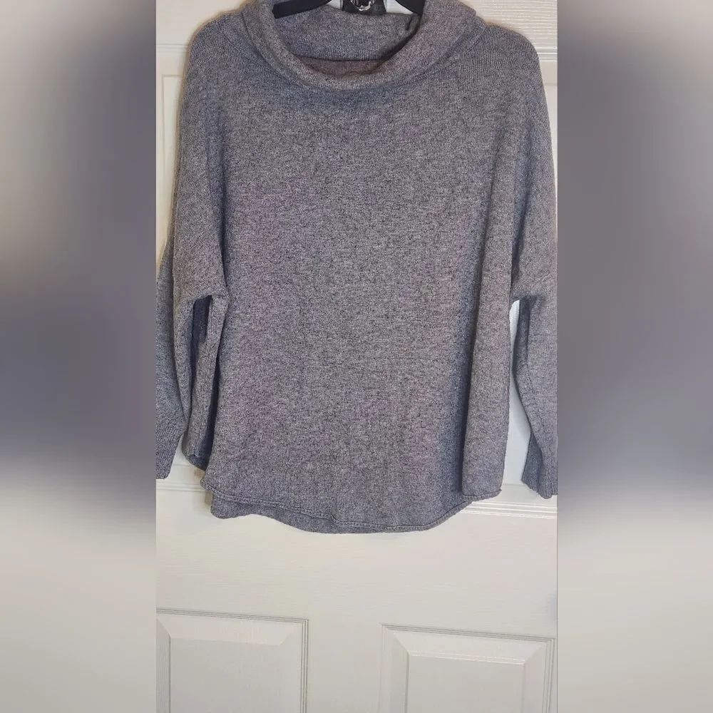 Unbranded L Heater Gray Cowlneck Lngslv CASHMERE Blend Elegant Women’s Sweater